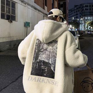 Long Sleeve Fleece Lettering Print Hoodie