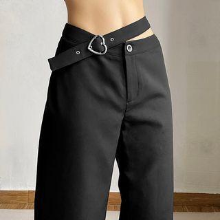 Heart Buckle Straight Leg Pants
