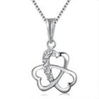 14ct White Gold Polished And Textured Shamrock Necklace (16)