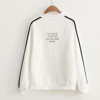 Contrast Trim Lettering Pullover White - One Size