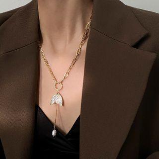 Mermaid Tail Rhinestone Pendant Alloy Necklace