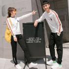 Couple Matching Contrast Trim Pullover / Lettering Jogger Pants
