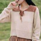 Collared Tie-neck Sweater Coffee - One Size