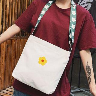 Flower Print Canvas Shoulder Bag