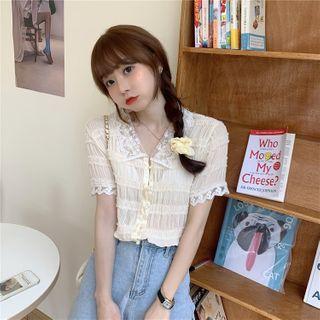 Lace Striped Top As Shown In Figure - One Size