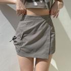 Asymmetrical Cargo Mini Pencil Skirt