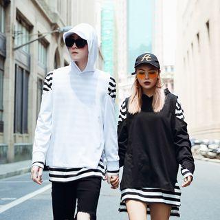 Stripe Panel Long-sleeve Hoodie