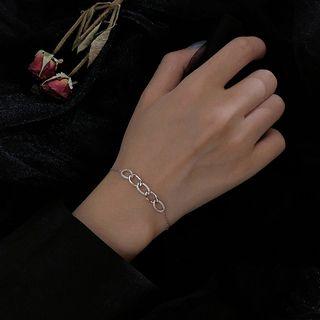 925 Sterling Silver Rhinestone Bracelet Oval Bracelet - One Size