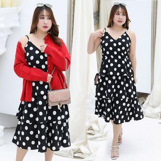 Spaghetti-strap Polka Dot Chiffon Dress