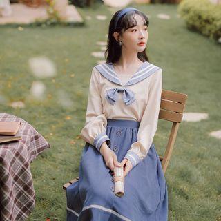 Set: Sailor Collar Blouse + Skirt