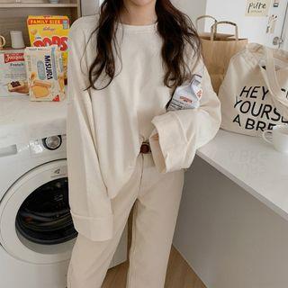 Roll-up Wide-sleeve Oversized T-shirt
