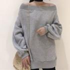 Cutout Off Shoulder Sweatshirt Light Gray - One Size