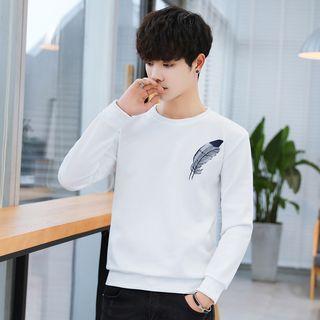 Feather Embroidered Pullover