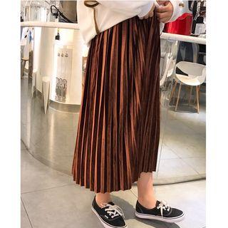 High-waist Pleated Midi Skirt