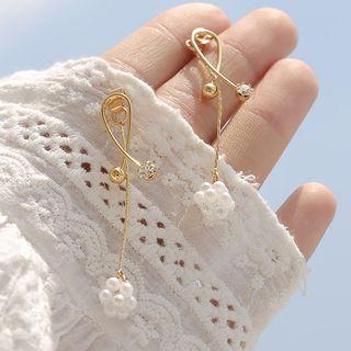 Rhinestone Faux Pearl Dangle Earring E486 - 1 Pair - S925 Earrings - One Size