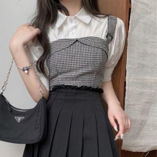 Short-sleeve Shirt / Plaid Vest