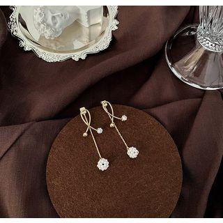 Faux Pearl Dangle Earring Silver Needle - Pearl - 1 Pair - One Size