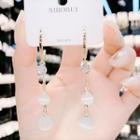 Rhinestone Cat Eye Stone Dangle Earring 1 Pair - White - One Size