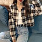 Plaid Shirt Jacket Coffee - One Size