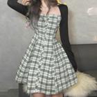 Long Sleeve Check Print Dress