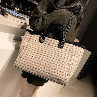 Tweed Plaid Tote Bag