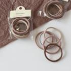 Set Of 5: Plain Hair Tie Set - Ash Pink - One Size