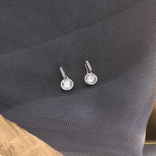 Rhinestone Stud Earring 1 Pair - Es580 - Silver - One Size