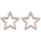 Faux Pearl Star Earring 1 Pair - White & Gold - One Size
