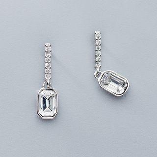 Rhinestone Drop 925 Sterling Silver Earring 1 Pair - S925 Silver - One Size