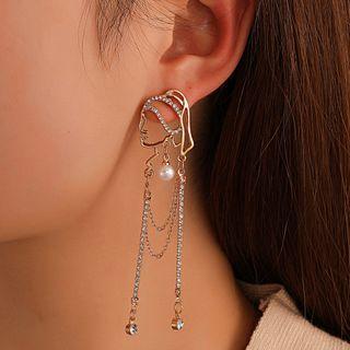 Rhinestone Drop Earring 01 - 1 Pair - Gold - One Size