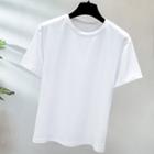 Short-sleeve Plain T-shirt White - One Size