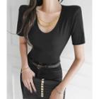 Padded Shoulder Chain-trim Top