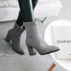 Faux Suede Block Heel Pointed Toe Lined Booties