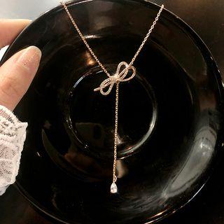 Bow Rhinestone Necklace Bow - One Size