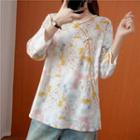 Floral Frog-button Blouse