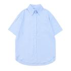 Short-sleeve Striped Shirt Blue - One Size