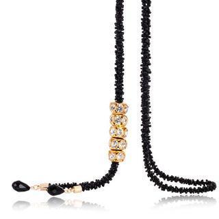 Rhinestone & Bead Long Necklace