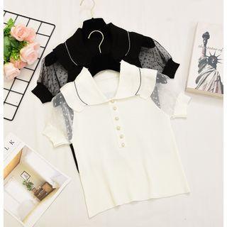 Sheer Short-sleeve Polo Shirt
