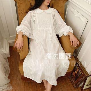 Balloon-sleeve Peter Pan Collar Night Gown