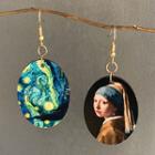 Asymmetric Painting Drop Earring 1 Pair - As Shown In Figure - One Size
