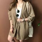Set: Line Blend Open-front Jacket + Shorts