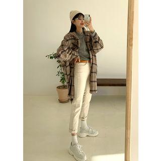 Tall Size Fleece-lined Straight-cut Pants