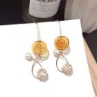 Acrylic Bead Dangle Earring Gold - One Size