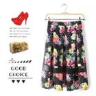 Mesh Panel Floral Skirt