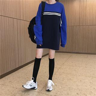 Contrast Panel Oversized Sweatshirt Blue - One Size