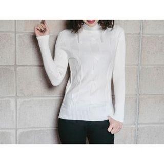 Mock-neck Cable-knit Slim-fit Top