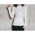 Mock-neck Cable-knit Slim-fit Top