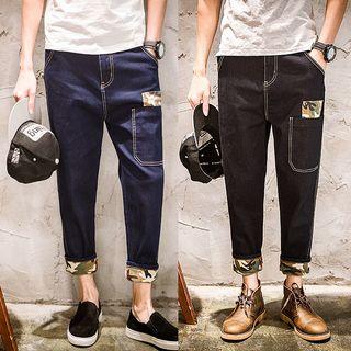 Camouflage Patchwork Cropped Jeans