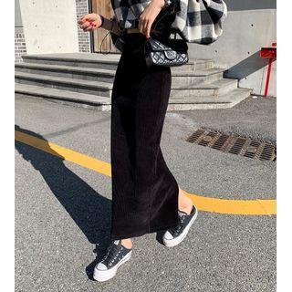 Back-slit Maxi Pencil Skirt Black - One Size