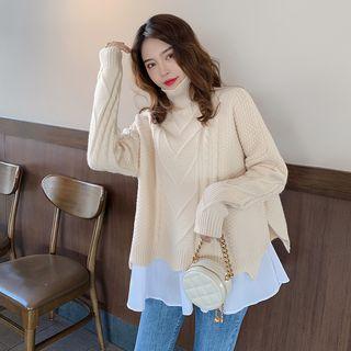 Turtle-neck Cable-knit Sweater As Shown In Figure - One Size